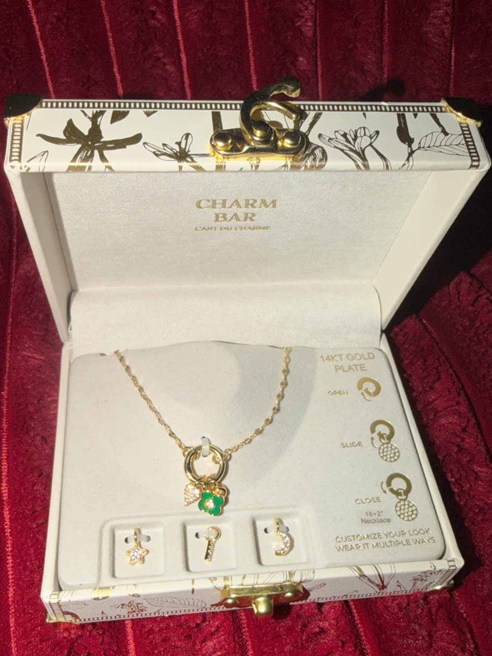 Gold-Plated Necklace with Green Clover Charm